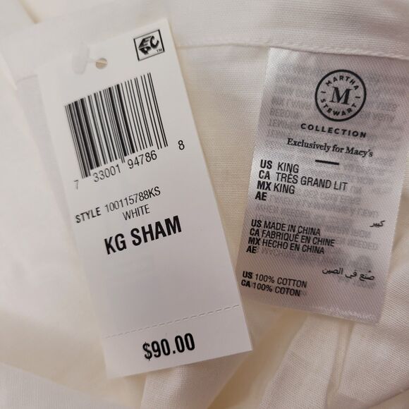 Martha Stewart Collection Floral Matelasse 100% Cotton KING Sham White - Picture 9 of 9